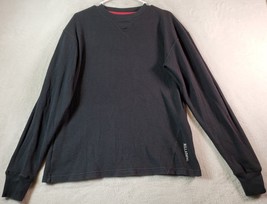 Billabong Shirt Mens Medium Black Knit Cotton Long Raglan Sleeve Crew Neck Logo - £7.41 GBP