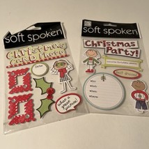 Set Of 2 1607 Soft Spoken 3D Stickers Christmas Card Photo &amp; Party Embellishment - £3.99 GBP