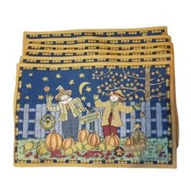 Teresa Rogut 6 Scarecrow Pumpkin Patch Fall Placemats Tapestry Style 19.5x13.5&quot;  - £16.37 GBP