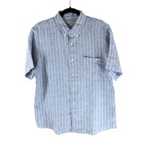 Everlane Mens The Linen Short-Sleeve Standard Fit Shirt Blue White M - $33.73