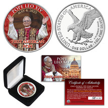 POPE LEO XIV 1st American Pope 2025 .999 Silver American Eagle Coin S/N ... - $1,645.43 MXN