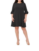 CeCe Women&#39;s Black/White Polka Dot Ruffle Sleeve Sheath Dress Mini L NWT - £42.58 GBP