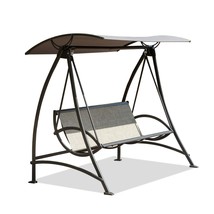 3-Seat Patio Swing Chair: Adjustable Canopy &amp; Steel Frame - $318.99