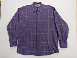 Alan Flusser Long Sleeve Dress Shirt Size L Cotton Purple - £15.15 GBP