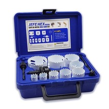 Jefe Hex 13-Piece Hole Saw Set, Bi-Metal Hole Saw Kit, M42, And Plastic. - £41.87 GBP