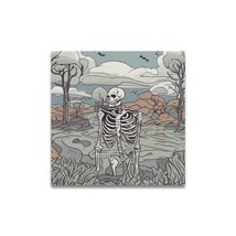 Ready To Hang 16 X 16 Canvas Wall Art Skeleton Illustration Painting Home Decor  - £31.46 GBP