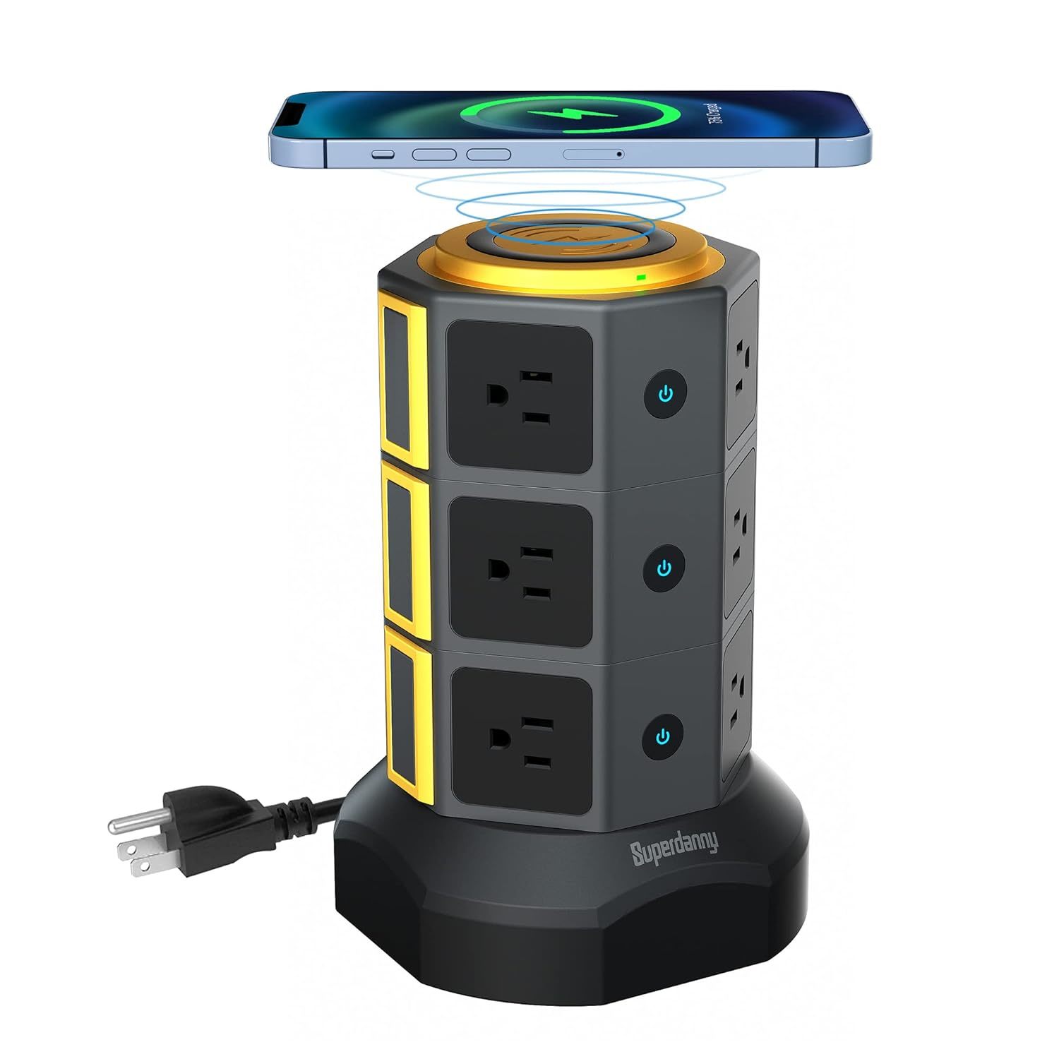 Primary image for Power Strip Tower, Surge Protector Tower With 15W Magnetic Wireless Charger, 105