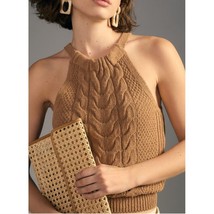 Anthropologie Pilcro Cropped Cable-Knit Sweater Tank Sleeveless Camel Ta... - $32.00