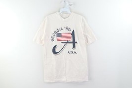 Vintage 90s Mens Medium Distressed Spell Out 1996 Olympics Atlanta T-Shirt White - £27.89 GBP