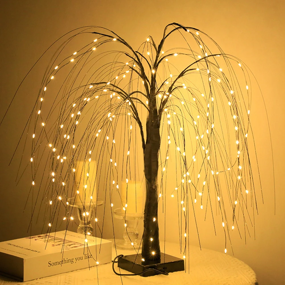 LED Willow Night Light Gypsophila Colorful Tree Table Lamp For Home Bedroom - £20.77 GBP