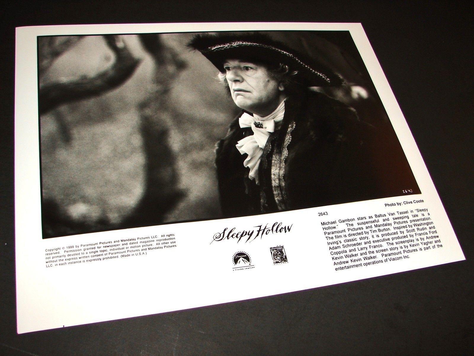 1999 Tim Burton Movie SLEEPY HOLLOW Press Photo Michael Gambon 2643 - $9.95