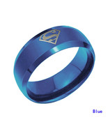 8mm Brushed Stainless Steel Superman Fashion Ring (Blue, 13) - $10.88