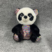 Panda Flip Sequins 12” Plush Black Bear Rainbow Walmart Stuffed Animal Big Eyes - £13.61 GBP
