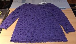 Notations Purple Ruffle Sequin Long Sleeve Blouse Tunic Top Women's Size... - $17.95