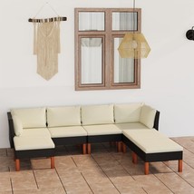 vidaXL Black Cream White 6-Seater Garden Lounge Set with Cushions - $14,545.67 MXN