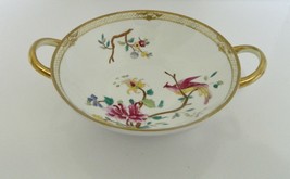 Nippon RC Hand Painted Bowl Gold Embossed Edge Applied Handles Pheasant ... - £18.55 GBP