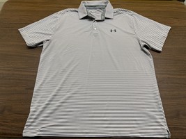 Under Armour Loose Men’s Gray/White Striped Polo Shirt - XL - £19.61 GBP