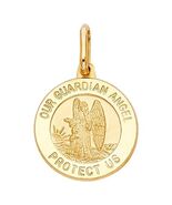 14k Yellow Gold Guardian Angel Medallion Pendant 0.70" - $356.00
