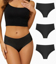 3pc Seamless Solid Briefs Comfy &amp; Breathable Stretchy Intimate Panty Sz M BLACK - £7.62 GBP