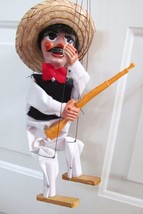 Vintage Mexico Peru Ecuador String Puppet W Rifle Primitive Hand Crafted - £47.12 GBP