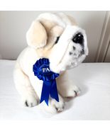 FAO Schwarz Bull Dog Plush Blue Ribbon Award ToysrUs 2014 cream puppy re... - $566.74 MXN
