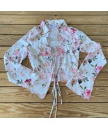 Princess Polly Women’s Tie Front Floral blouse size 4 White P2 - $19.79