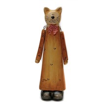 Vintage Ceramic Caramel Cat Kitten Figurine With Tied Bow Anthropomorphi... - £11.67 GBP