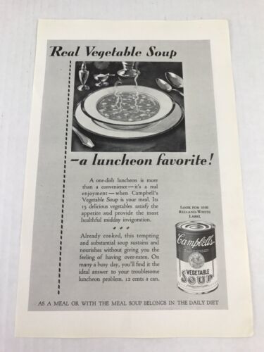 Campbells Vegetable Soup Vtg 1929 Print Ad Advertising Art - $9.89