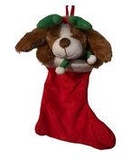 AVON Singing Reindeer Puppy Dog Animated 20&quot; Christmas Stocking NEW - $446.24 MXN