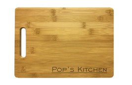 Pop&#39;s Kitchen Engraved Cutting Board -Bamboo/Maple- Grandpa Gift Fathers... - £27.35 GBP+