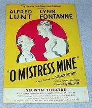Selwyn Theater Handbill Lunt and Fontanne in O Mistress Mine - £7.95 GBP