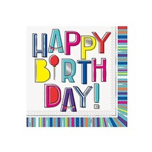 Happy Birthday Foil Style Lunch Napkins 16 Per Package - £2.61 GBP