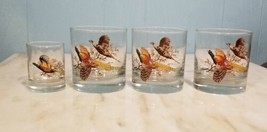 3X Pheasant Whiskey Glass + Double Shot Glass Hunting Birds Clear Set Of 4 - £18.88 GBP