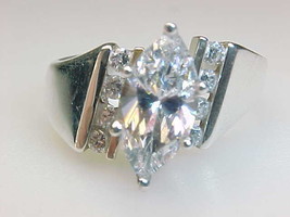 CUBIC ZIRCONIA RING in Sterling Silver - Size 7 - £58.97 GBP