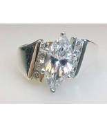 CUBIC ZIRCONIA RING in Sterling Silver - Size 7 - £58.97 GBP