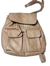 American Eagle Backpack Purse Brown Vinyl Drawstring Pockets Casual School - £18.02 GBP