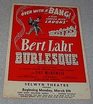Selwyn Theater Chicago Handbill Flier Bert Lahr in Burlesque  - £39.50 GBP