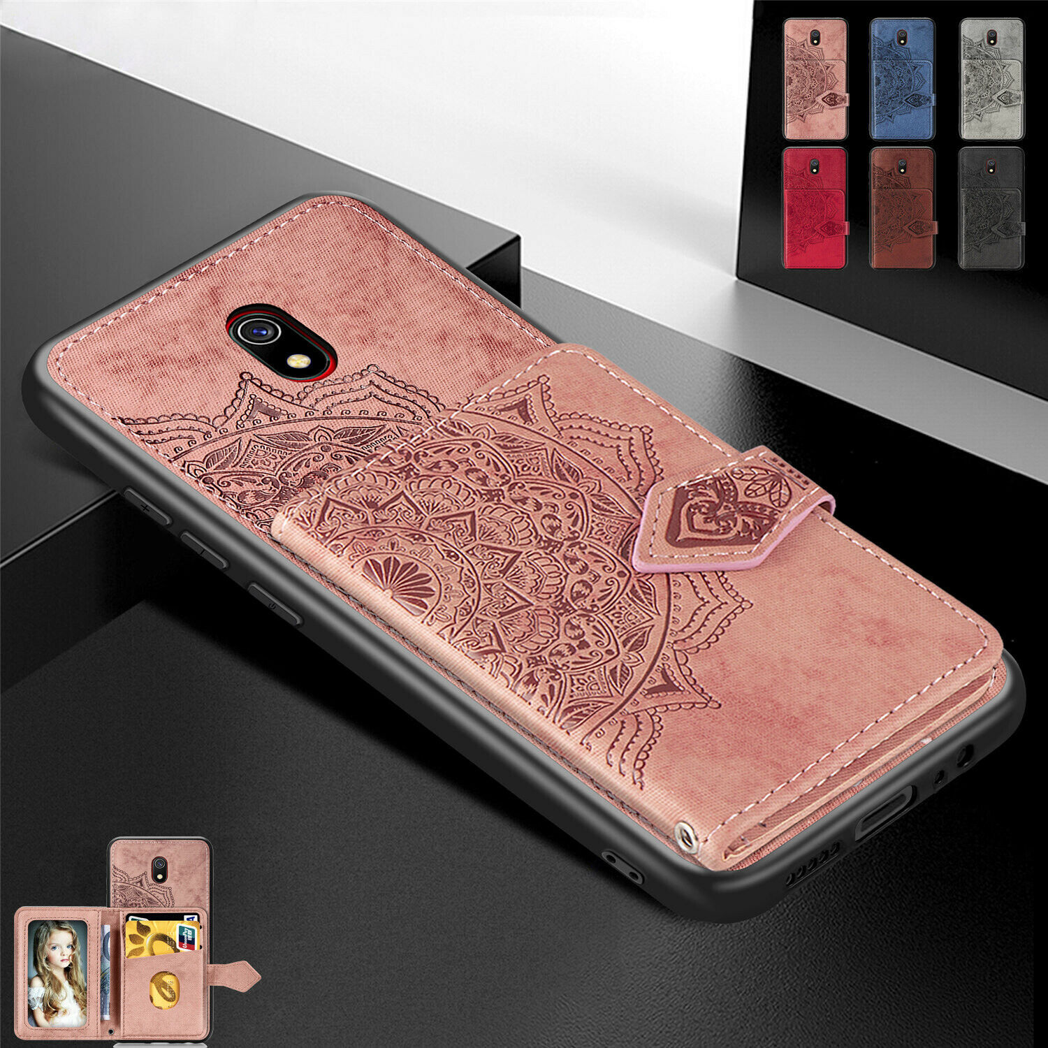 For Xiaomi Redmi 9A 9C 8A Note 8Pro 7A Mi 9 F1 Strap Wallet Card Slot Case Cover