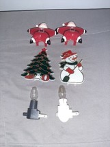 Vintage Christmas Night Light Cover And Plug Santa Tree Snowman Lot of 4... - $34.99