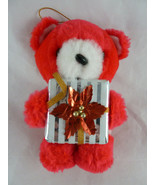 Vintage Ace Novelty plush teddy Christmas Ornament Red white with package - $9.89