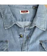 Wrangler Men&#39;s Shirt Button Down Pockets 100% Cotton Light Denim 3XL - $471.03 MXN