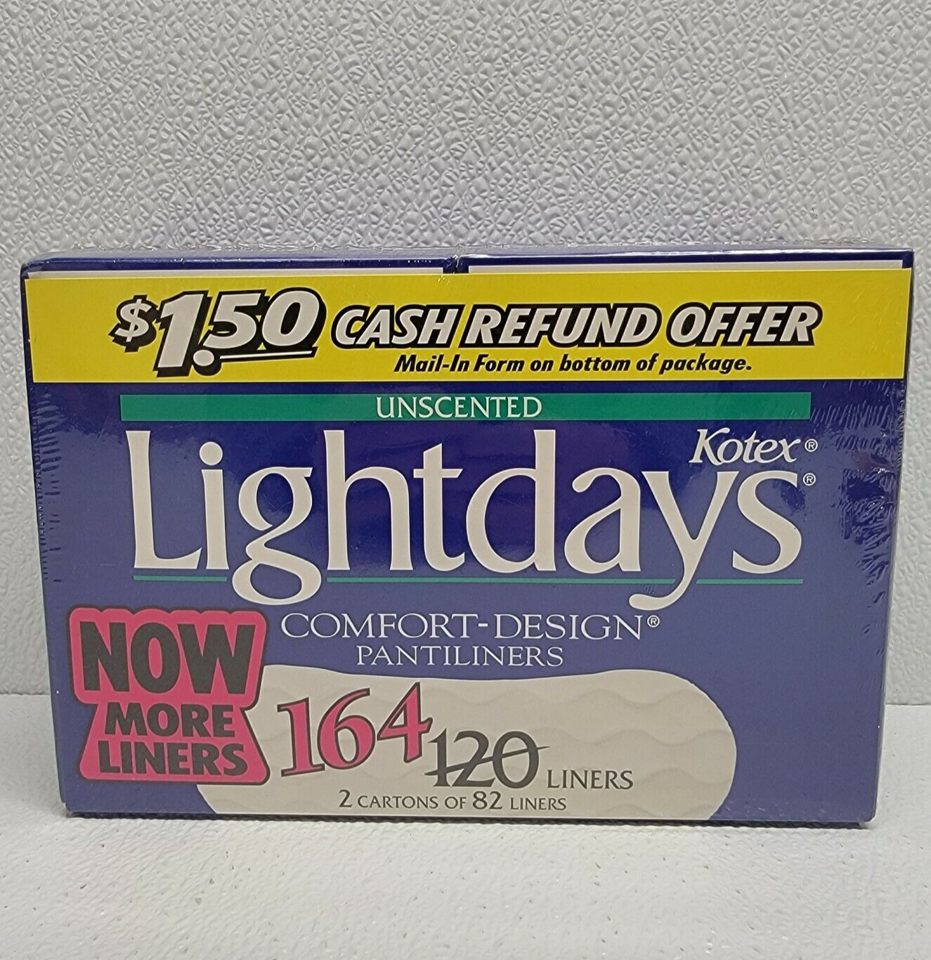Kotex Vintage Lightdays 164 Ct Unscented Pantiliners Pads NOS Sealed 198... - £18.57 GBP