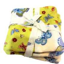 Vintage Handmade Fabric Coasters Butterflies and Floral 4.25&quot; Square Lot 4 - $13.59