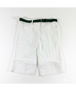 B-Wear White Linen Look Bermuda Shorts W/Faux Leather Woven Black Belt - $273.70 MXN
