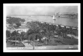 Vintage RPPC Real Photo Postcard Promena De Malecon Ocean Front Havana Cuba - £15.63 GBP
