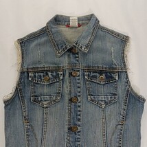 Unionbay J1Y60XR Denim Cotton Vest Women’s Medium Biker Grunge Western Cowgirl  image 12
