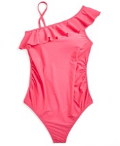 Motherhood Maternity Womens Beach Bump Ruffle-Front One-Shoulder Swimsuit Medium - £43.63 GBP