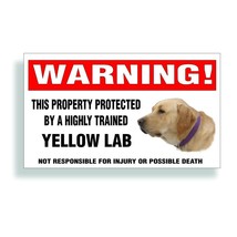 Warning DECAL trained YELLOW LAB retriever dog bumper or window sticker - £7.96 GBP
