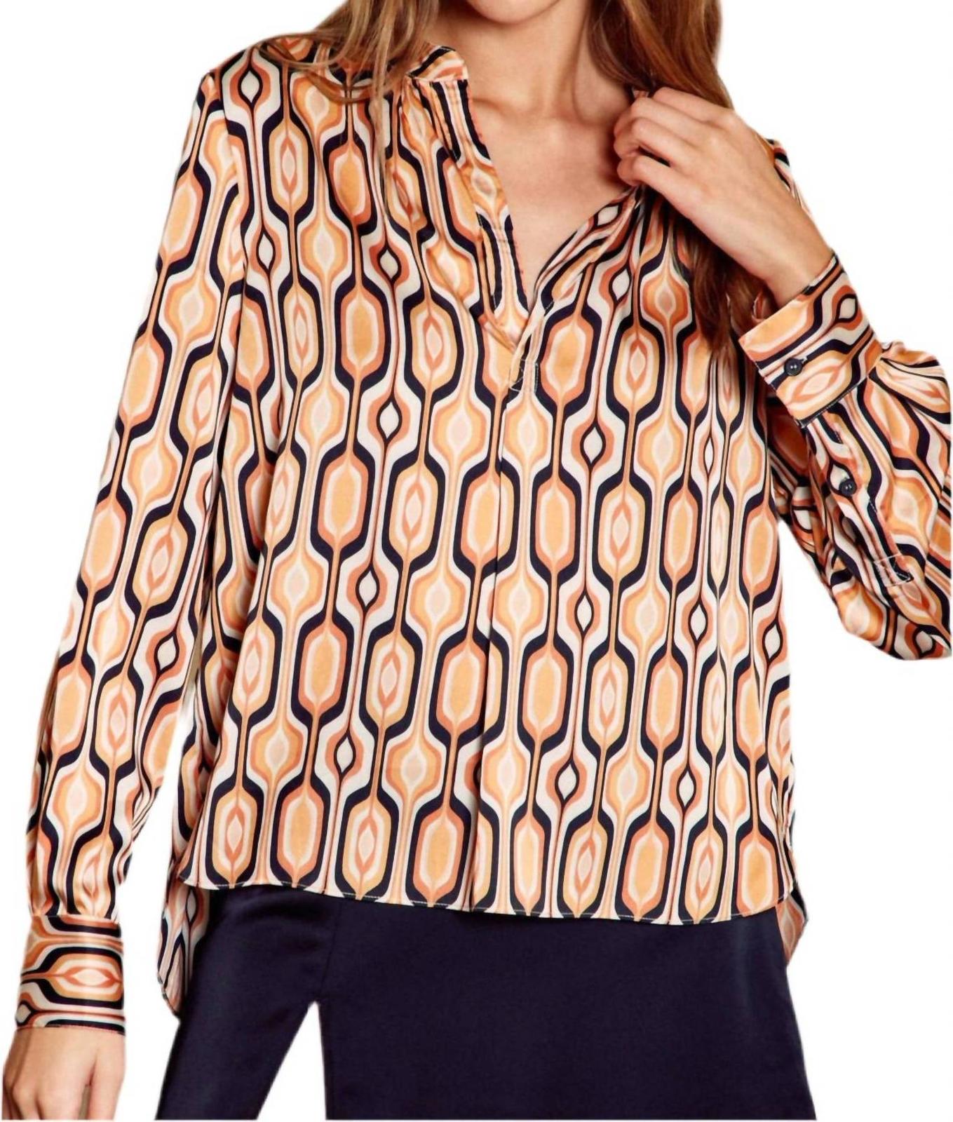 Dress Forum Tiger Eye Split Collar Blouse Size S - $44.55