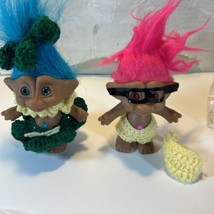 3” Ace Novelty Troll Doll Turquoise Hair Star Jewel Pink Hair Oval Jewel Belly - £5.88 GBP